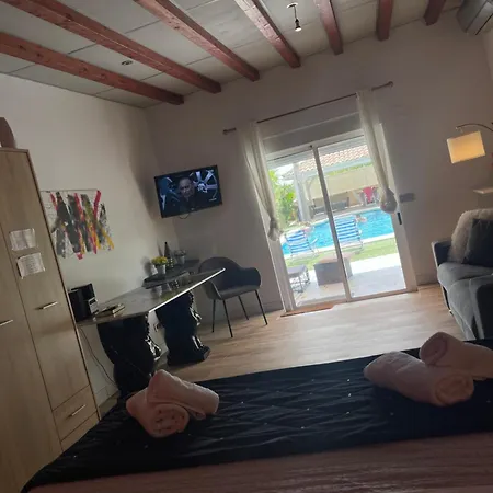 1 Con Bano Privado Frente A La Piscina, Maximo 4 Personas, No Es La Casa Completa,1cama Y 1 Sofa-cama בית אירוח *
